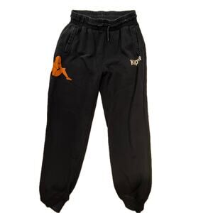 Kappa Black Jogger Sweatpants with Orange Logo - Size Large